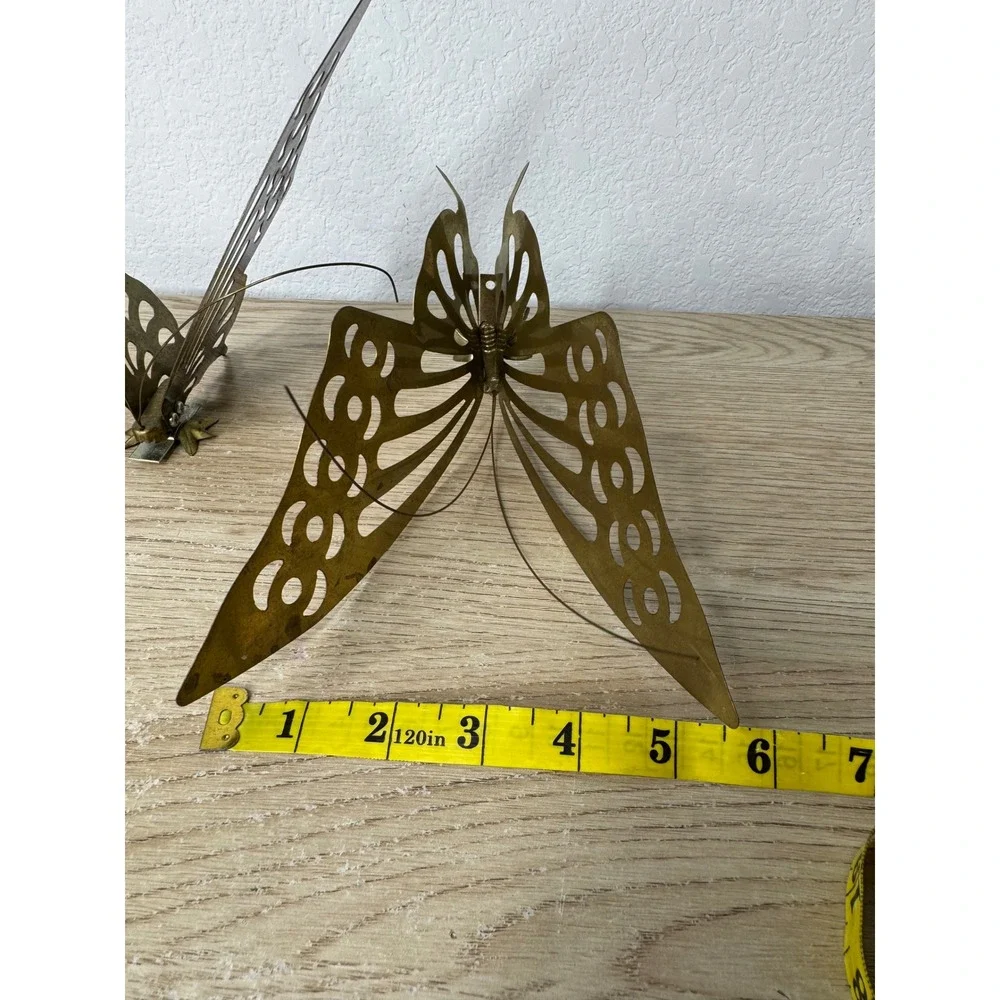 Vintage‎ Brass Butterfly Wall Hanging Decor Set of 2 Mid Century Modern 3D Gold
